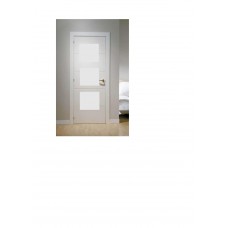 Puerta blanca rayada horizontal vitrina